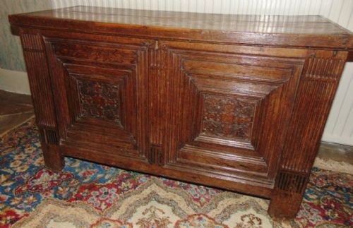 Dutch Early Oak Carved Coffer Circa 1690