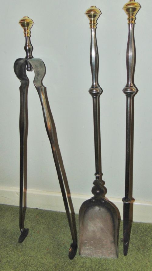 Fine Set Georgian Steel Fire Irons Circa 1800