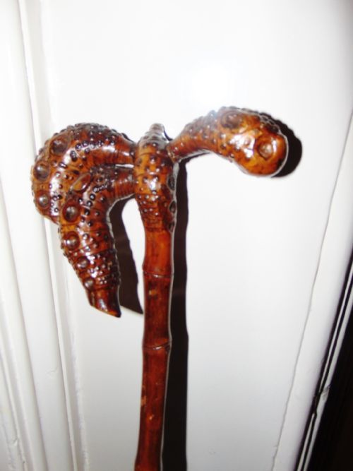 BAMBOO WALKING STICK ROOT HANDLE CIRCA 1900 - ADDITIONAL PHOTO 1