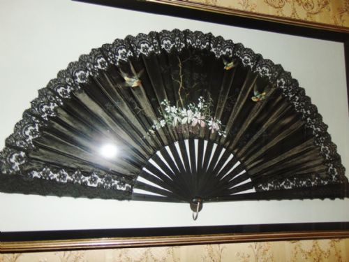 Edwardian Decorated Mourning Fan Circa 1900