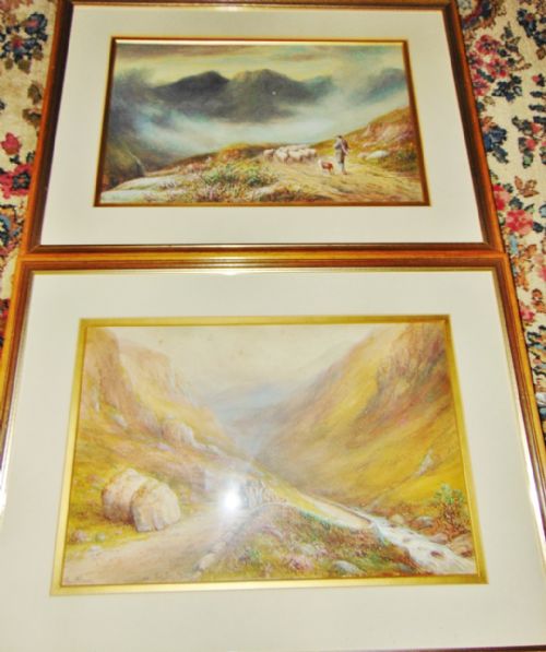 PAIR SCOTTISH VICTORIAN WATERCOLOURS BY HWOLLOAMS CIRCA 1890
