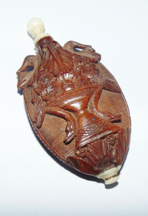 CARVED COQUILLA NUT SCENT BOTTLE CIECA 1830