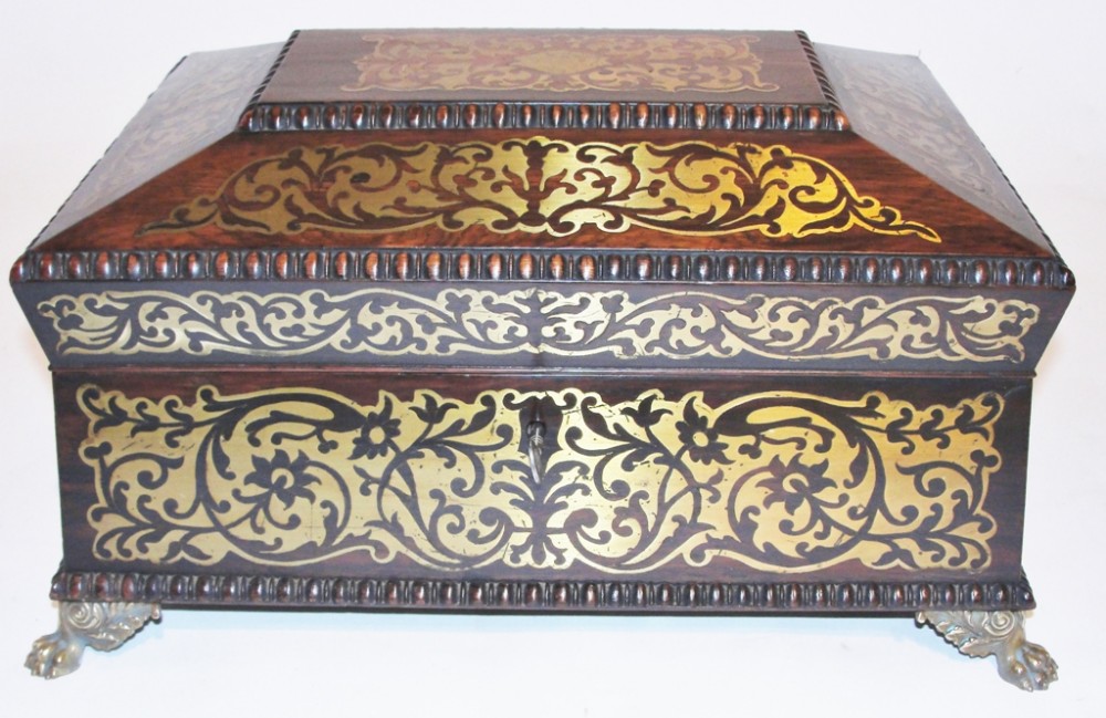 Regency brass inlaid work box. Circa 1820