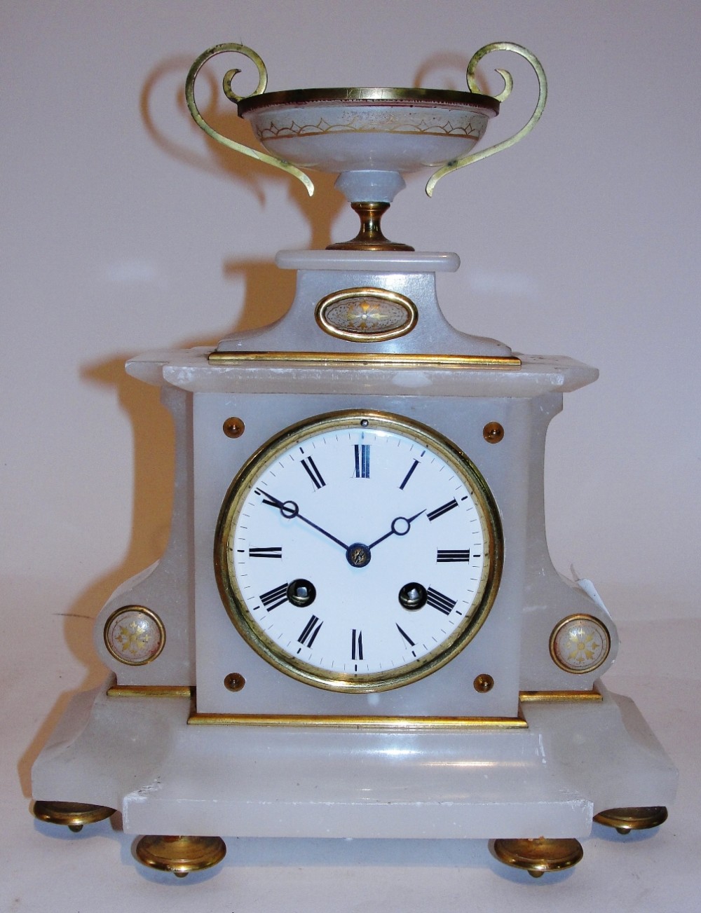 Victorian alabaster mantle clock. Circa 1870