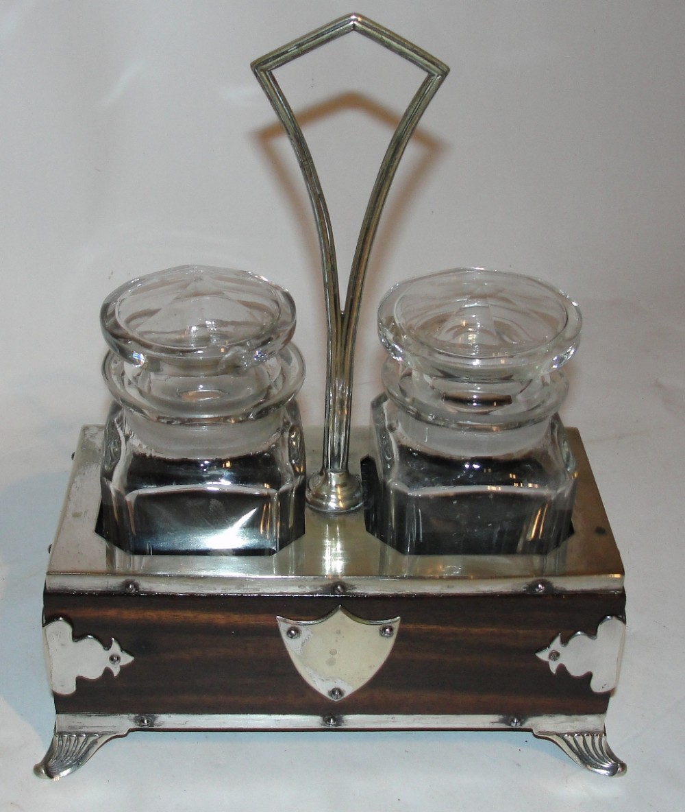 Victorian silver plated & calamander cruet Circa 1880