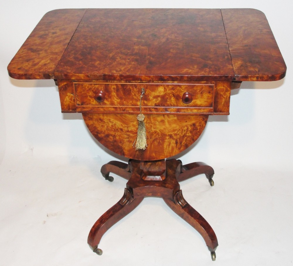 Scottish regency burr thuya wood work table. Circa 1820