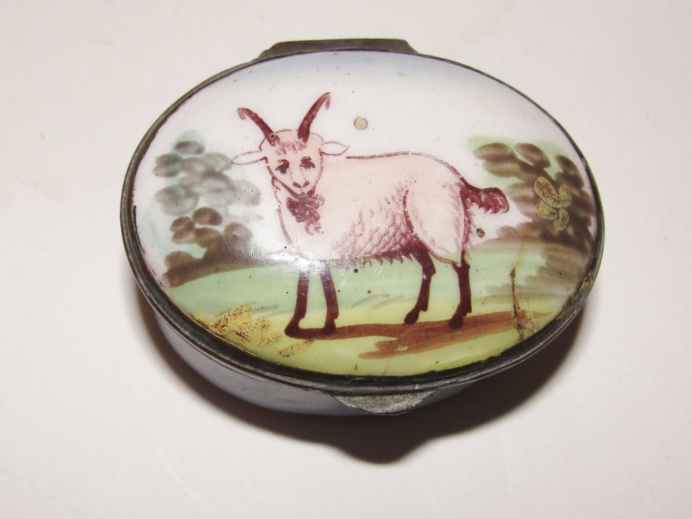 Georgian Battersea enamel patch box. Circa 1775