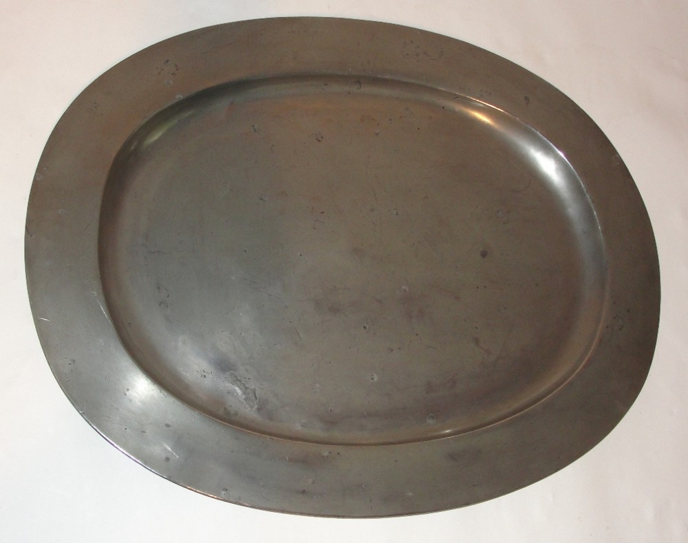 Huge Georgian pewter oval dish. Circa 1780