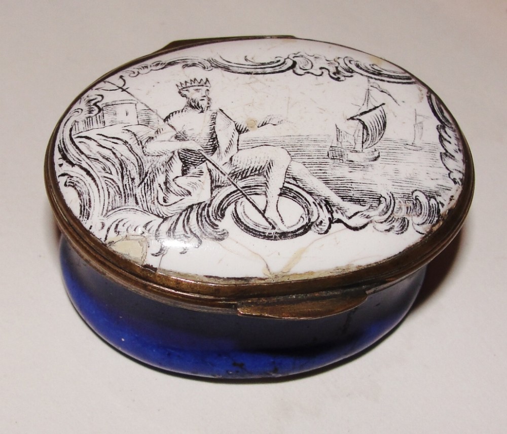 Georgian Battersea enamel patch box. Circa 1770