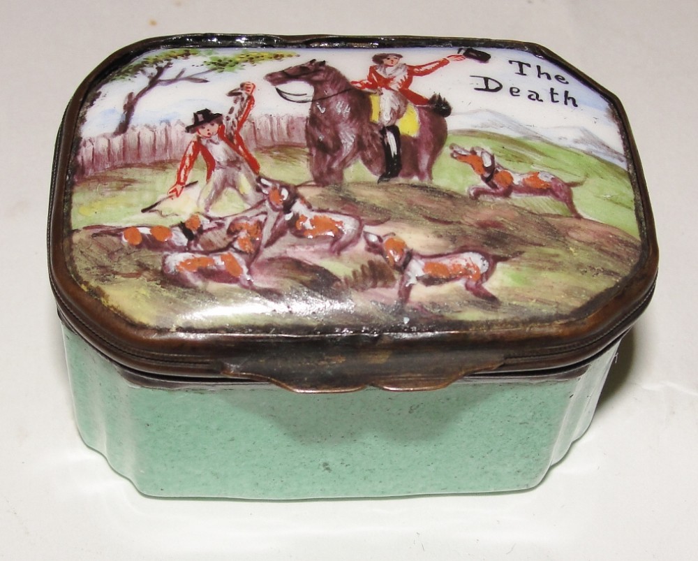 Georgian Bilston enamel patch box. Circa 1785