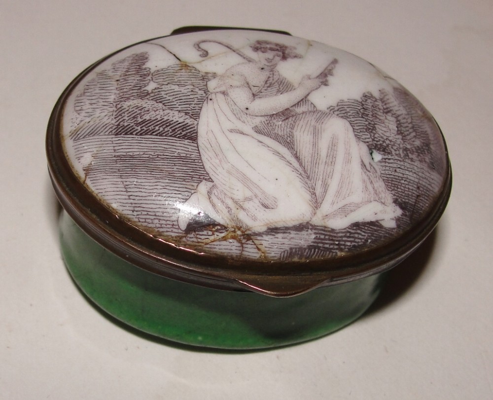 Georgian Battersea enamel patch box. Circa 1775