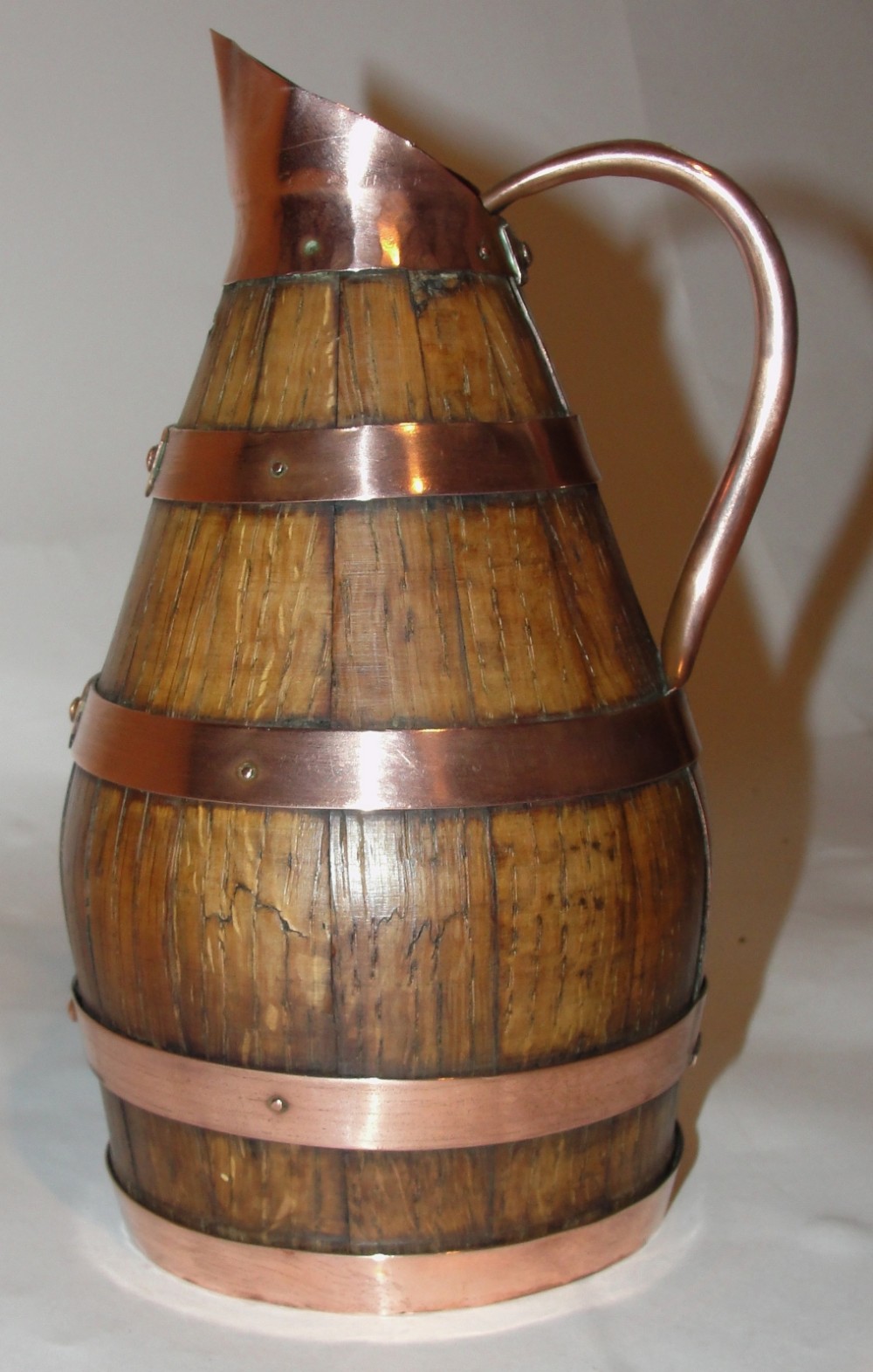 Victorian oak coopered cider jug. Circa 1870