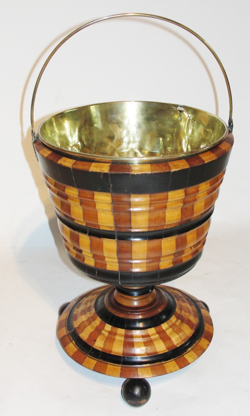 Georgian mahogany and boxwood stripy bucket. Circa 1800