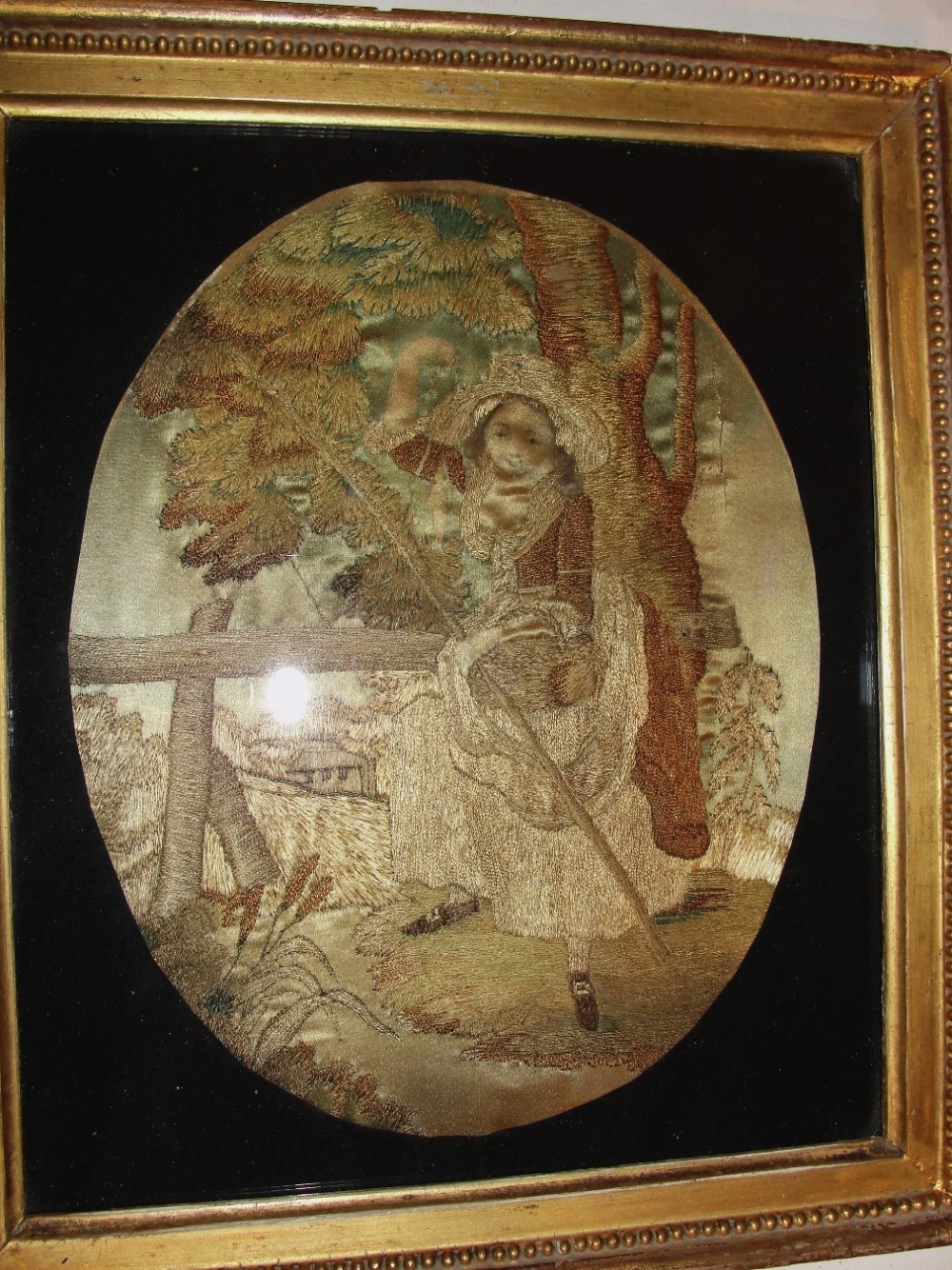 Georgian silk work picture. Circa 1790