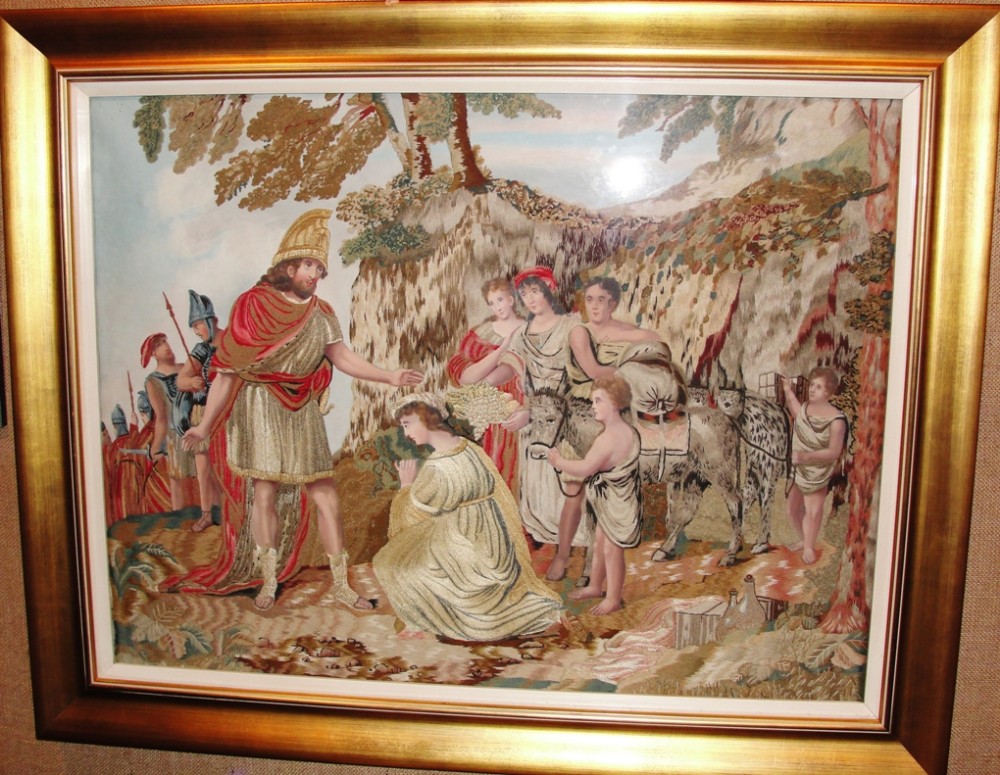 Large Georgian silk work picture. Circa 1820