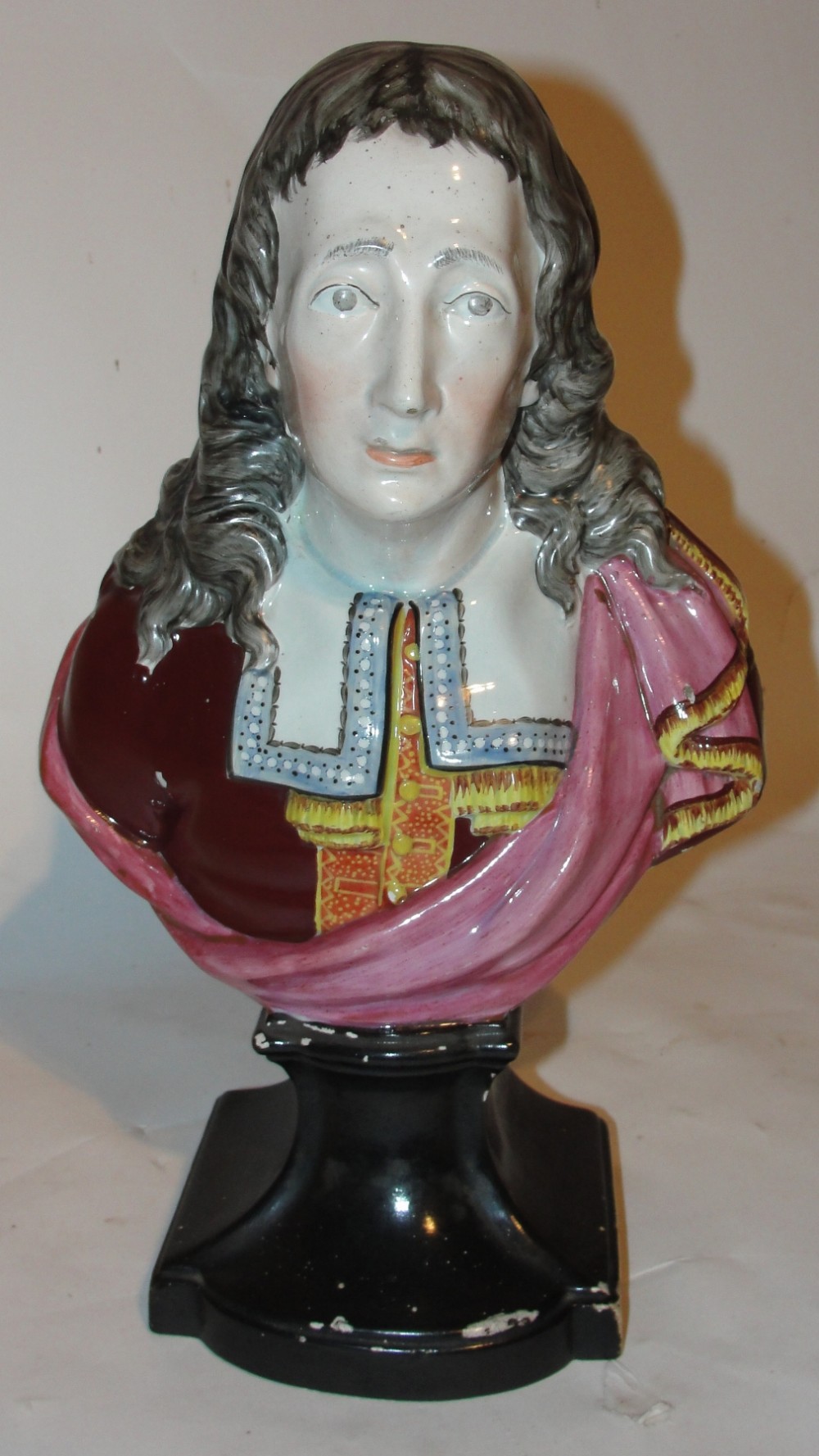 18th. century lead glazed pottery bust. Circa 1785
