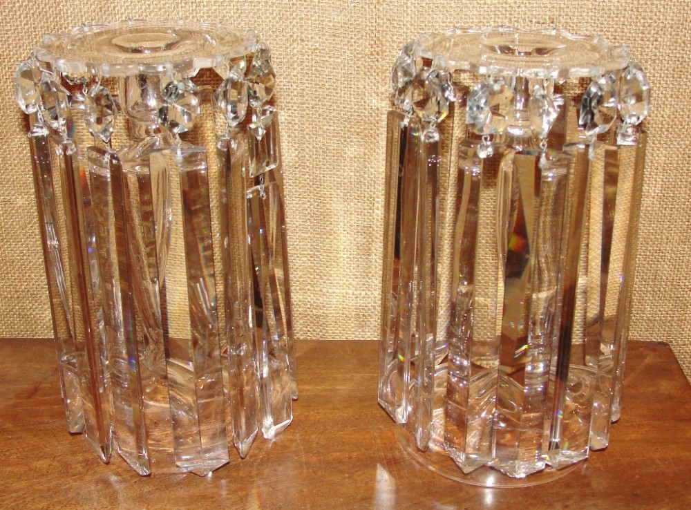 Pair early Victorian glass lustres. Circa 1845