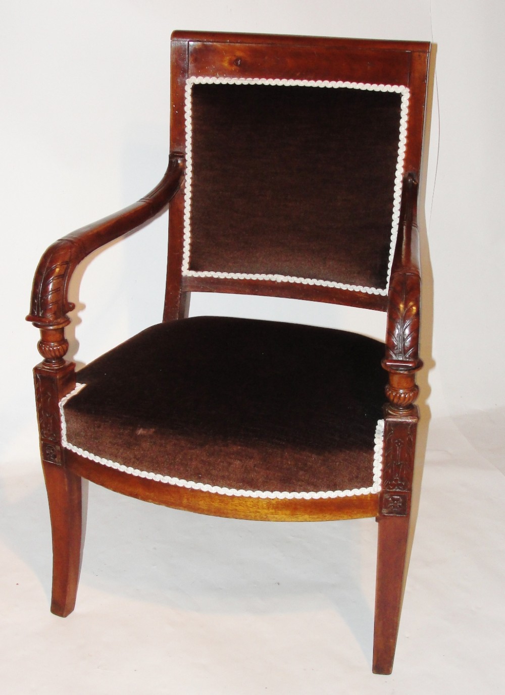 French empire mahogany elbow chair. Circa 1820