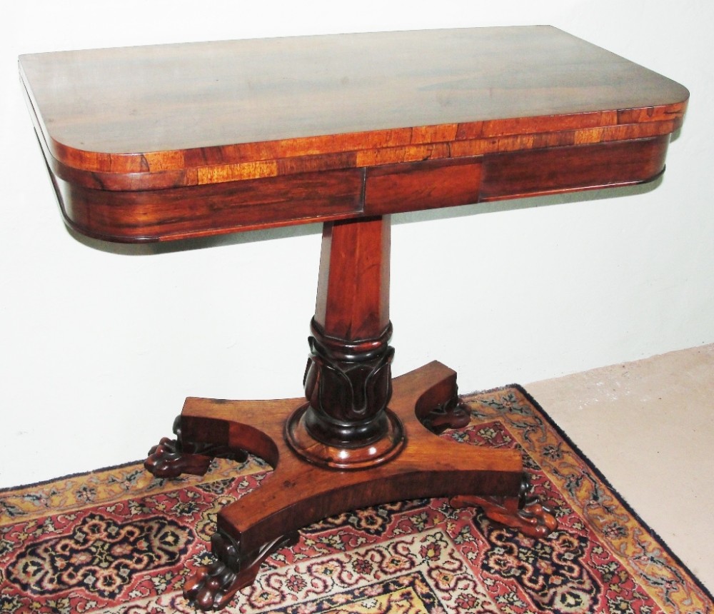 Regency rosewood card table. Circa 1830