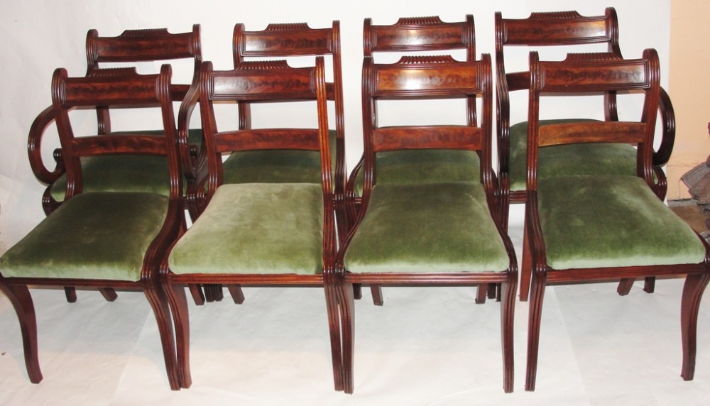6 & 2 regency mahogany dining chairs. Circa 1815