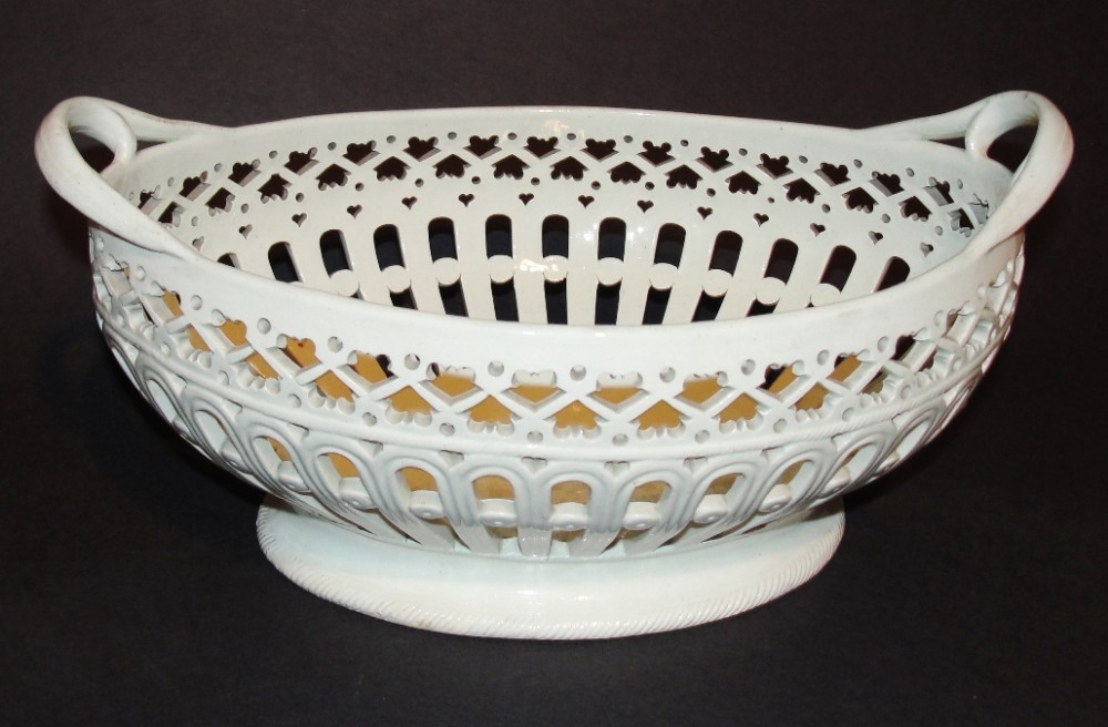 Georgian Leeds pottery chestnut basket. Circa 1795