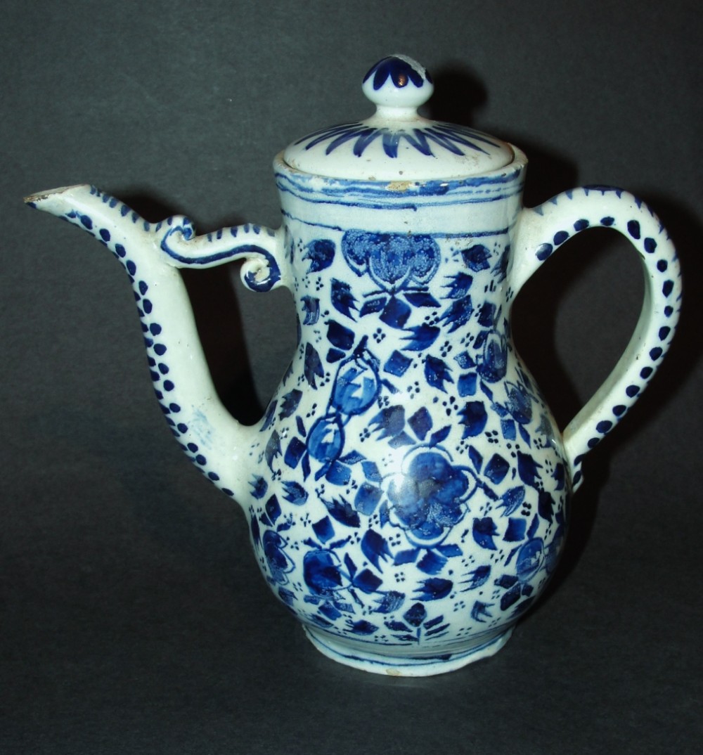 Dutch delftware lidded jug. Circa 1740