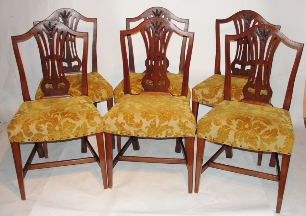 Set 6 mahogany dining chairs. Circa 1880