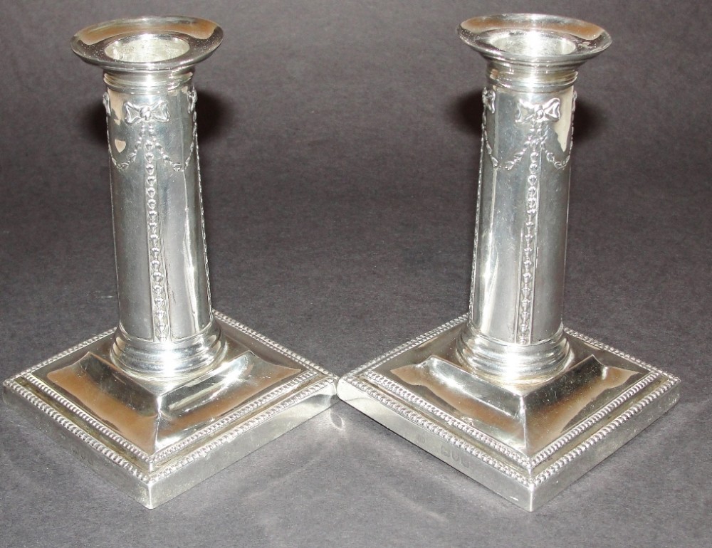 Pair late Victorian silver candlestick. 1896