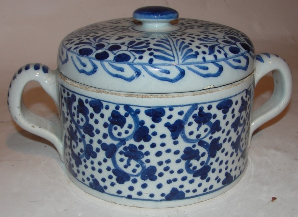 18th. century delft posset pot. Circa 1740