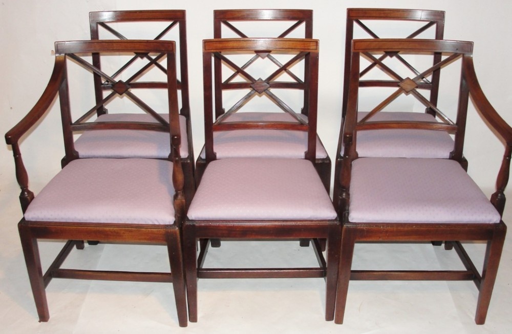 Set 6 Georgian mahogany dining chairs. Circa 1800