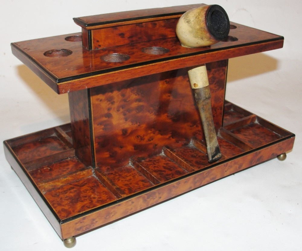 Edwardian amboyna veneered pipe stand. Circa 1905