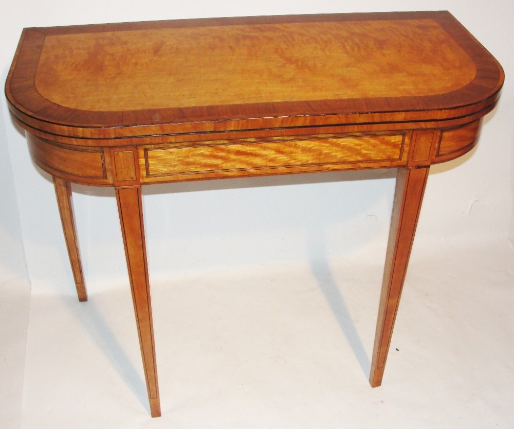 Sheraton satinwood card table. Circa 1795