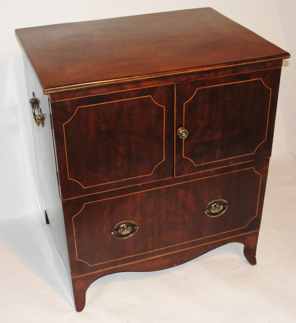 Scottish Sheraton mahogany bedside cabinet. Circa 1800