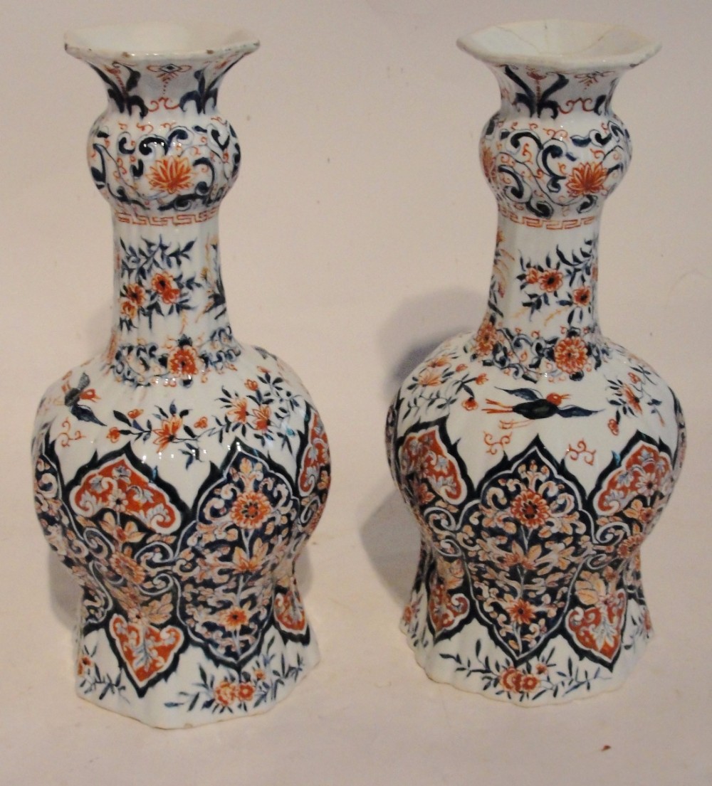 Pair large Dutch deft vases. Circa 1830