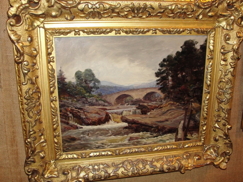 OIL. Falls of Dochart by A.Brownlie Docharty. Circa 1910