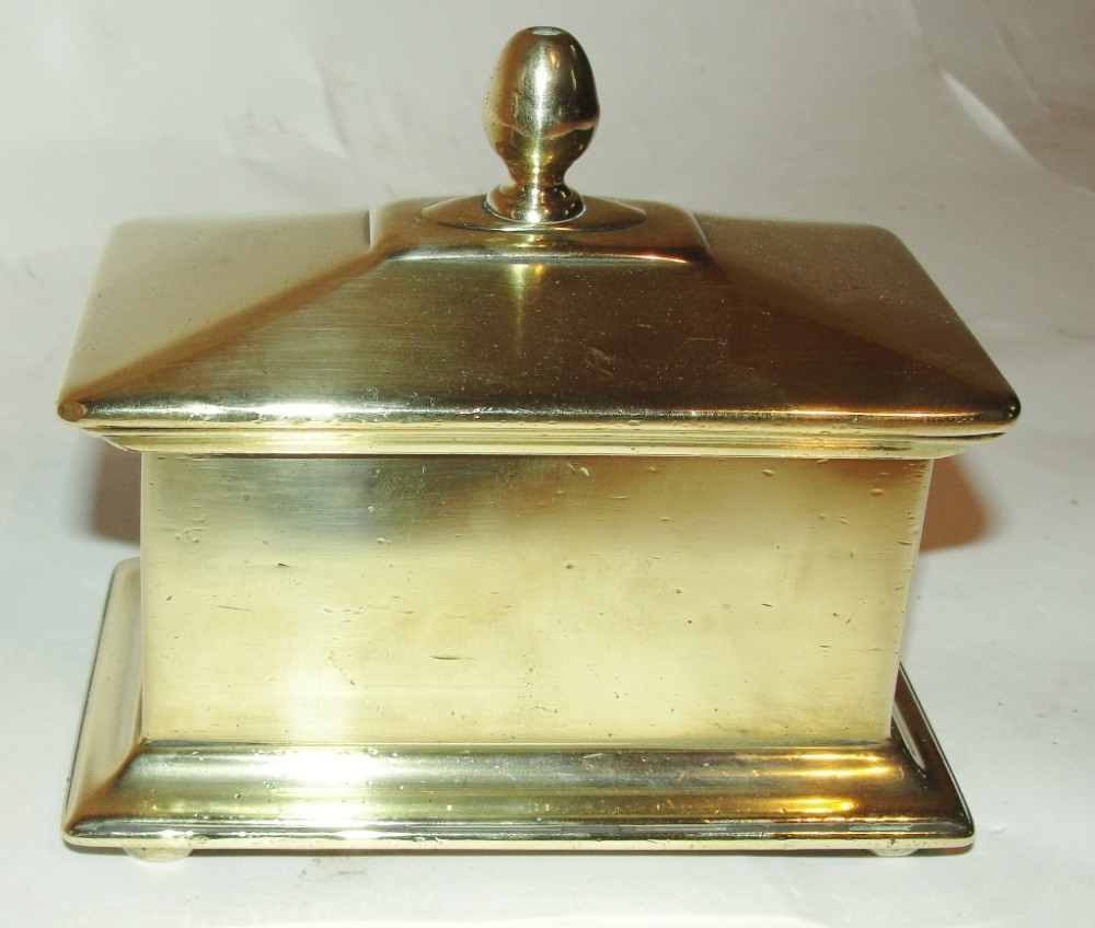 Georgian brass tobacco box. Circa 1760