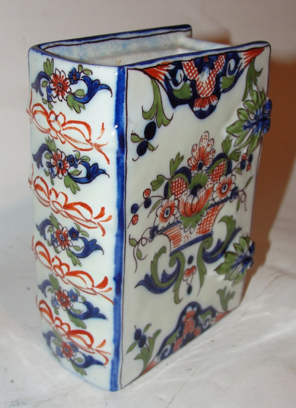French faience book shaped hand warmer. Circa 1830