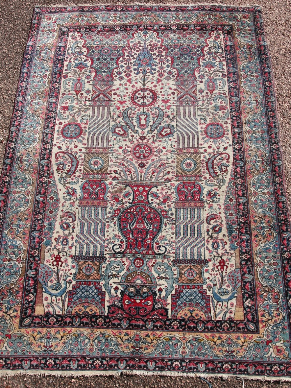 Antique Persian Kirman portico rug. Circa 1910