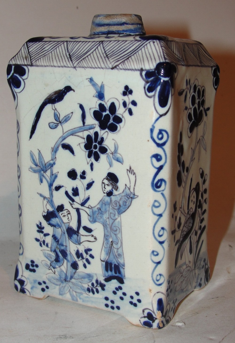 Dutch delft tea caddy. Circa 1780