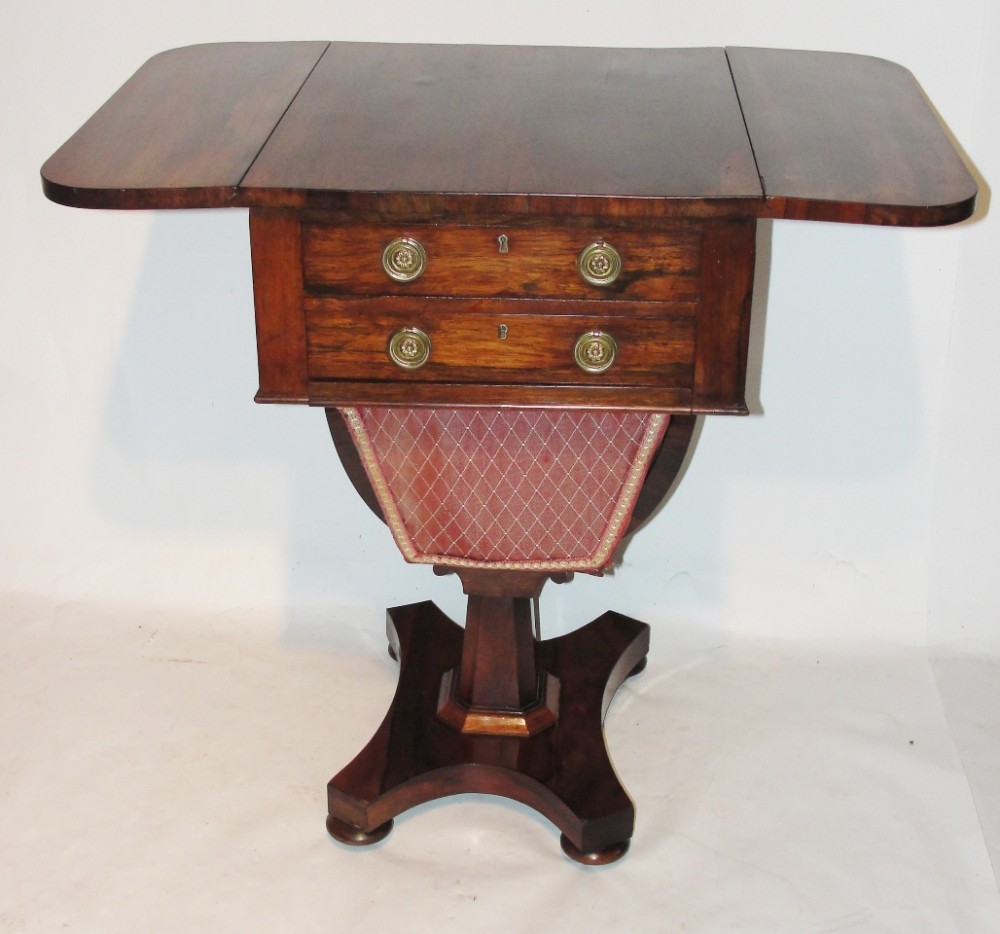 Late Regency rosewood work table. Circa 1830