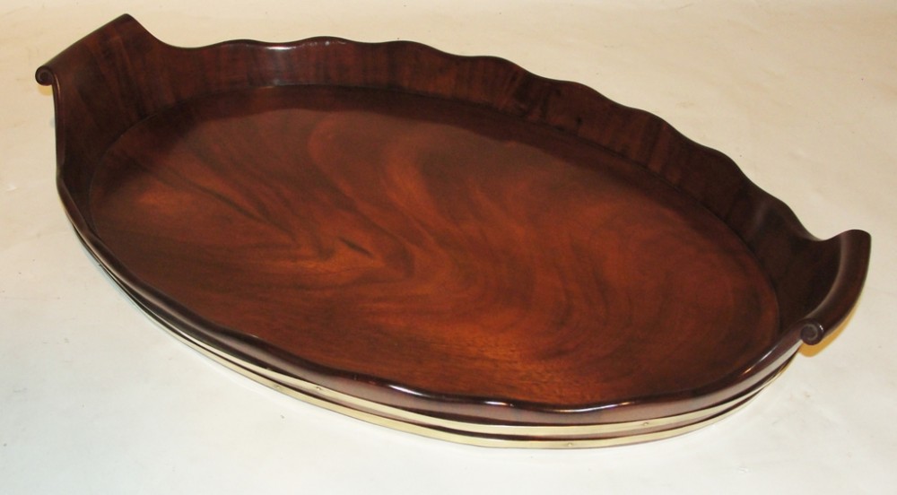 Georgian mahogany brass bound oval tray. Circa 1780