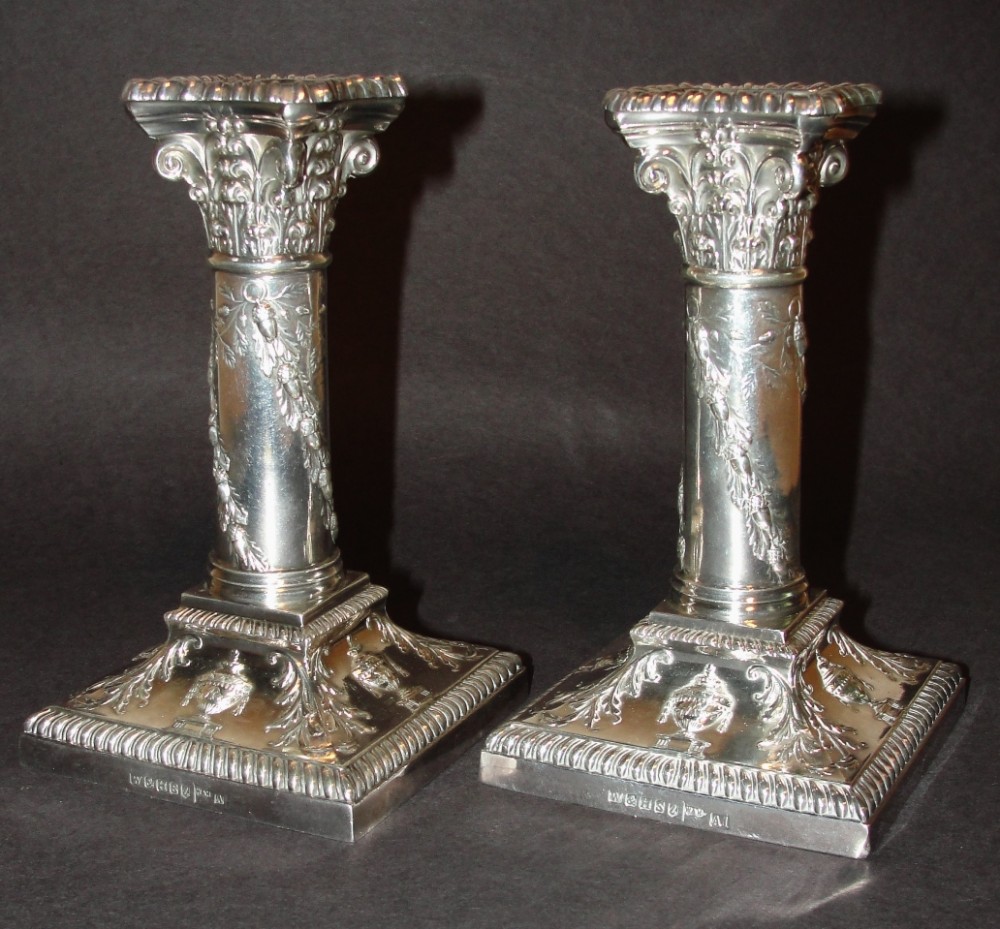 Pair Edwardian silver plated candlesticks. Circa 1910