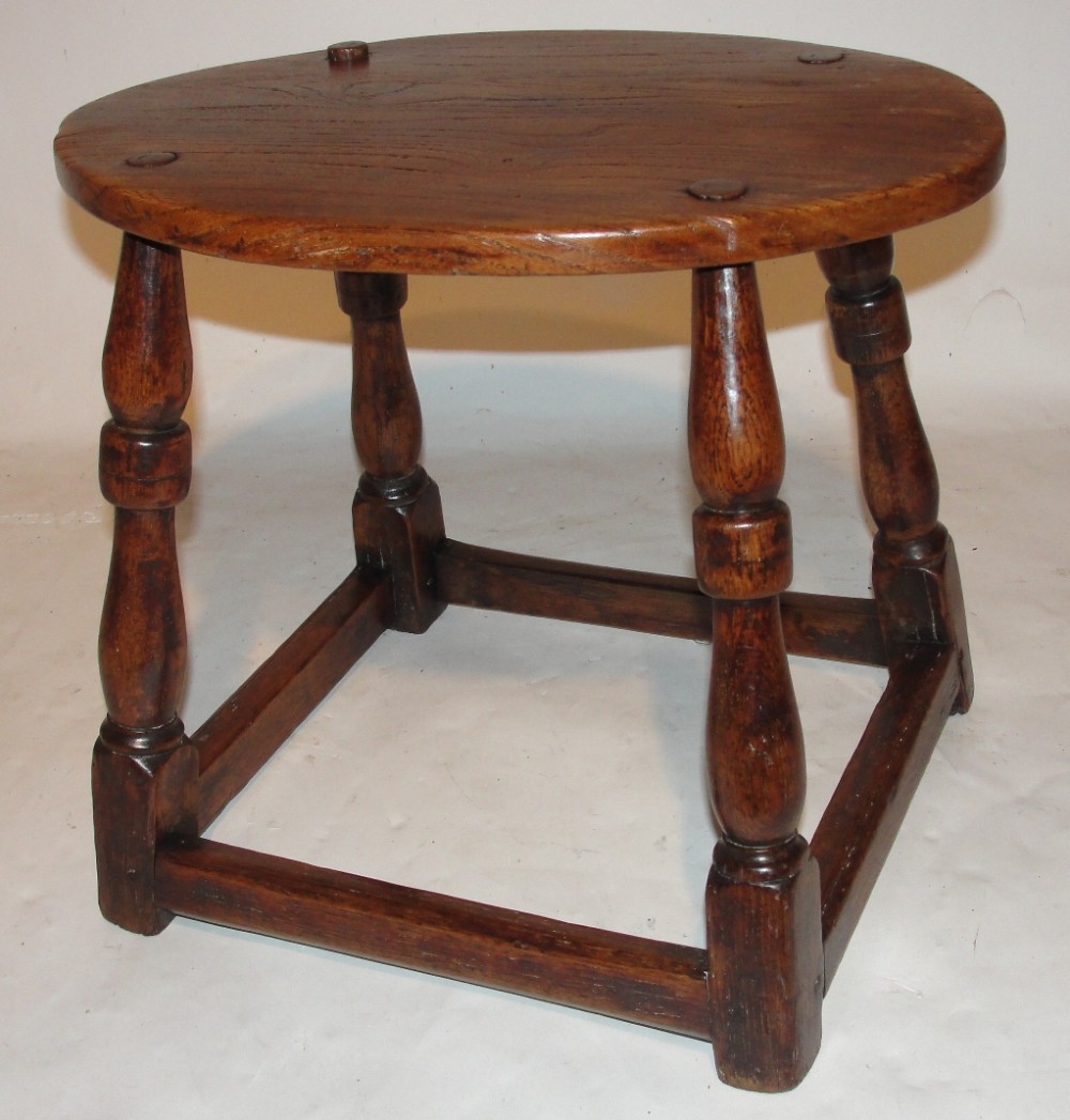 Georgian oak stool . Circa 1760