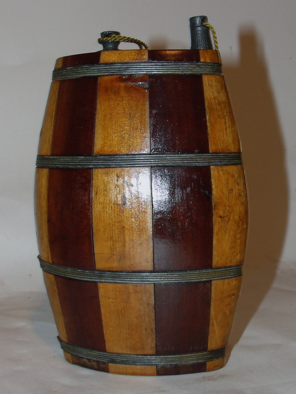 Victorian stripy coopered spirit barrel. Circa 1850