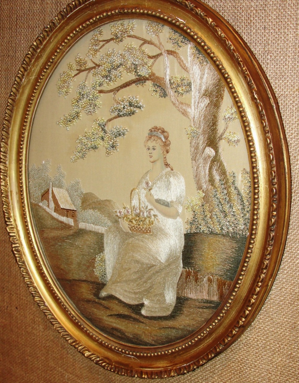Georgian silk picture. Circa 1820