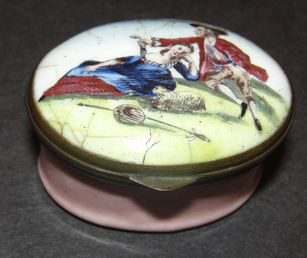 Georgian Battersea enamel patch box. Circa 1775