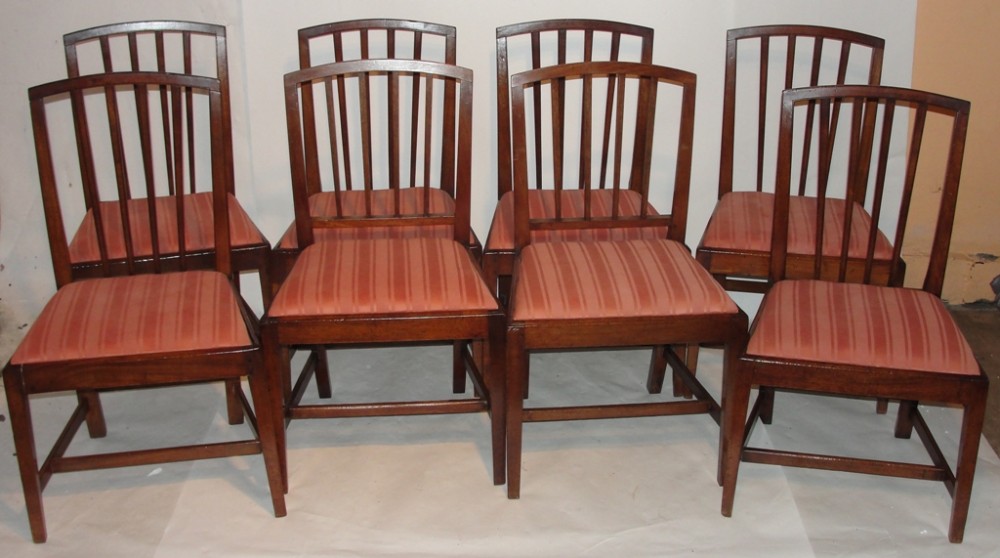 Set 8 Georgian mahogany dining chairs. Circa 1800