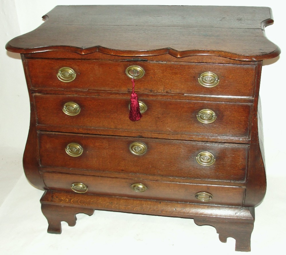 18th. century Dutch oak bombe chest. Circa 1770