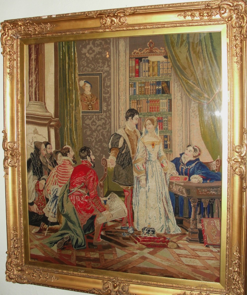 Scottish Victorian petit point large tapestry picture. Circa 1860
