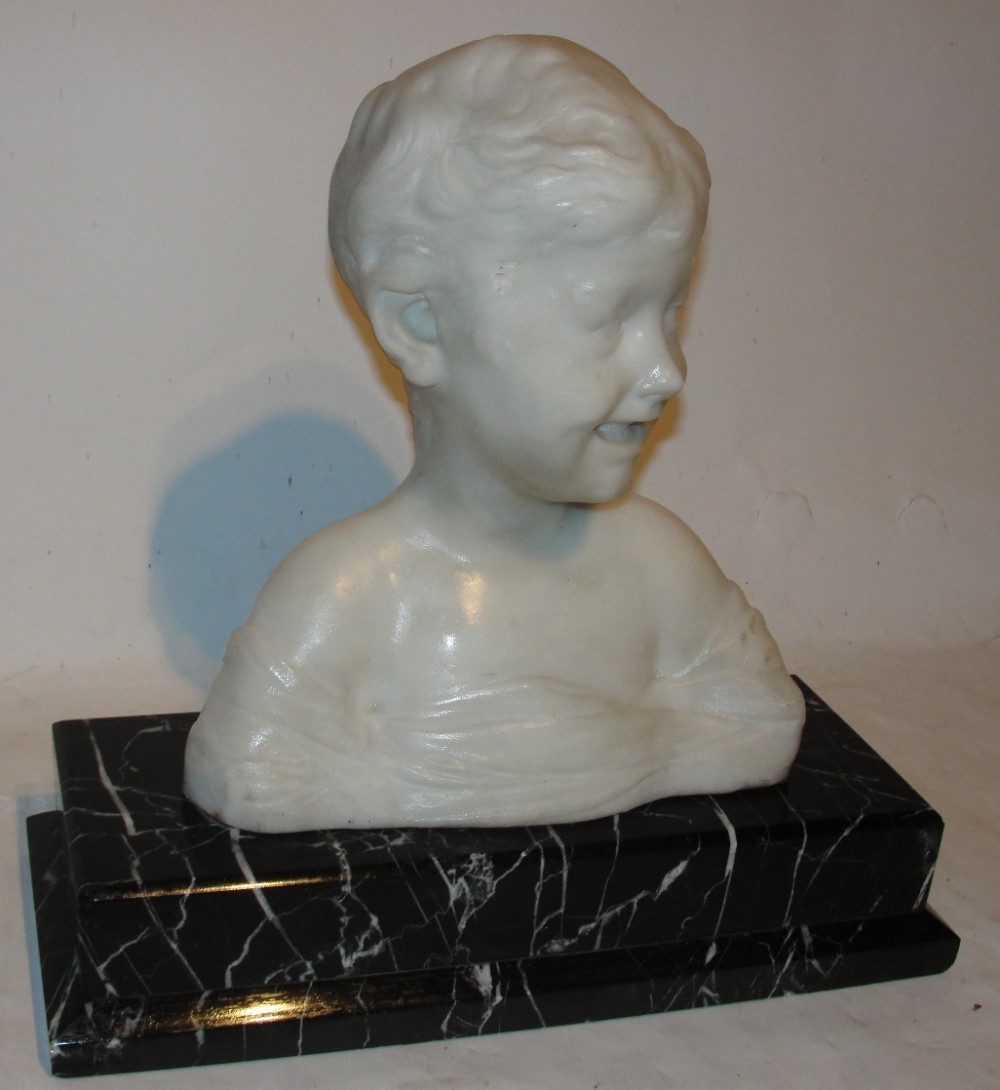 Victorian marble bust 'Smiling Boy'. Circa 1850